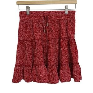 Princess Polly Tired Micro Floral Mini Skirt Womens 6 Ditsy Print Red White